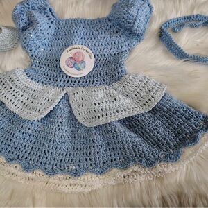 Handmade Blue and White Crochet Dress